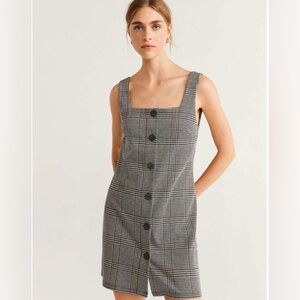 Mango Plaid Button Front Dress NWT Size 8